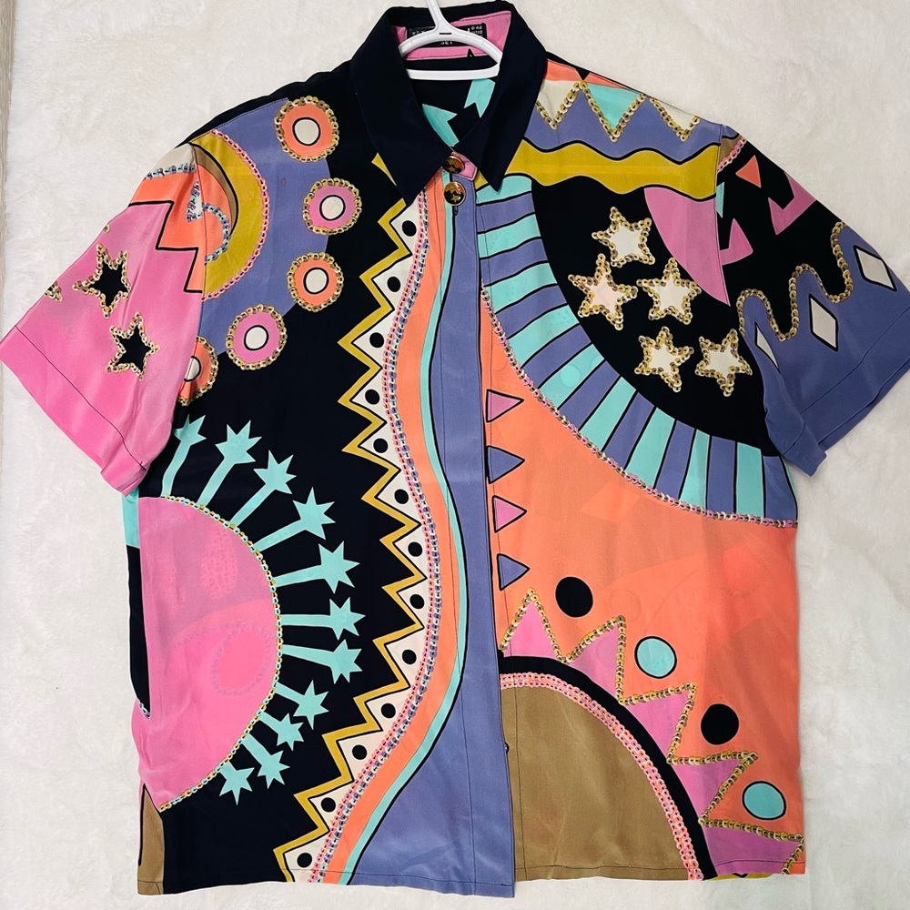 Louis Féraud Blue Pink and Mint Blazer